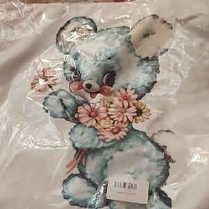 Cute Blue Bear Print Tote Bag